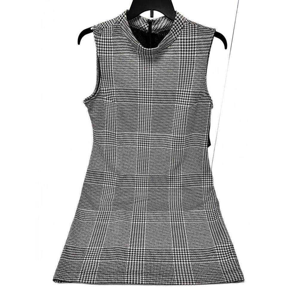 Sharagano New York Sleeveless Black and White Checkered Dress NWT